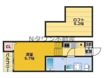 トリオネア千種(1K/1階)の間取り写真