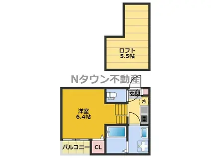 ハーモニーテラス水切町(1K/1階)の間取り写真