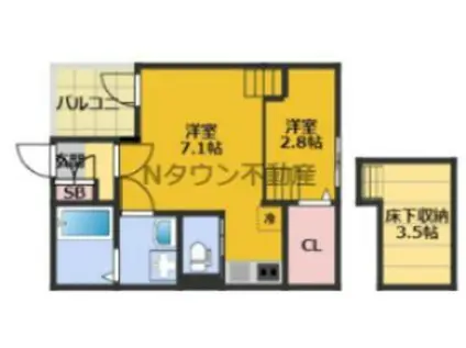 ハーモニーテラス山田西町(1DK/1階)の間取り写真