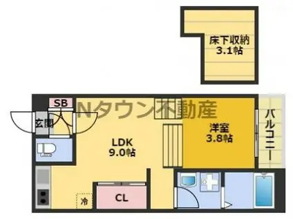 ハーモニーテラス上石川町Ⅲ(1LDK/1階)の間取り写真