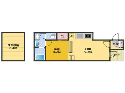 エスポワール中村(1LDK/1階)の間取り写真