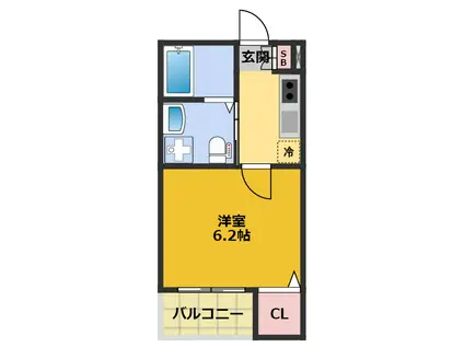 ブル マリーノ(1K/3階)の間取り写真