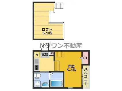 ダフォディル(1K/2階)の間取り写真