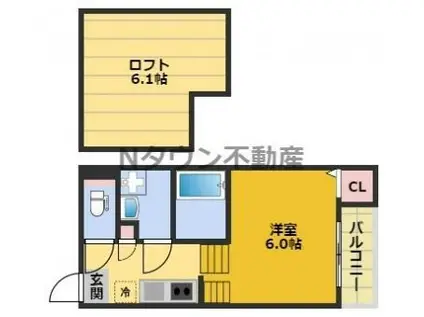 トリオネア千種(1K/2階)の間取り写真