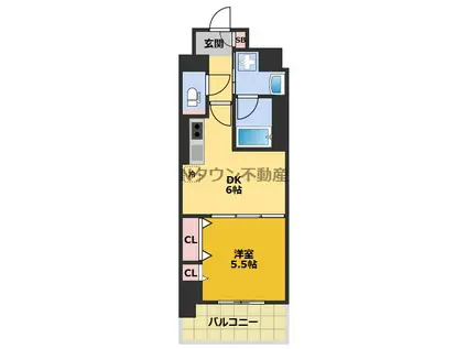エスカルコート(1DK/11階)の間取り写真