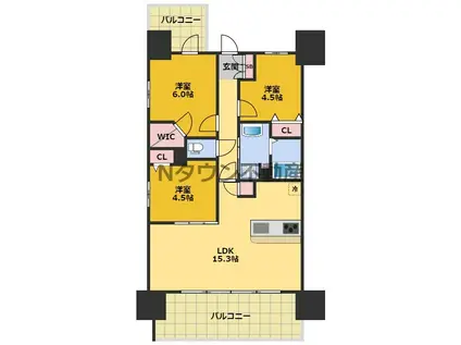 プレサンス グラン 栄 THE TOWER(3LDK/5階)の間取り写真