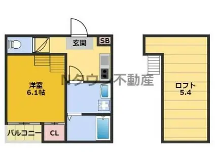 サイプレスト松原町(1K/2階)の間取り写真