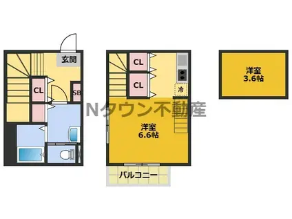 ハーモニーテラス今池南(1K/1階)の間取り写真