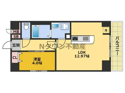 古出来エンブルコート(1LDK/4階)の間取り写真