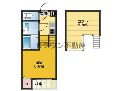 STAGE黒門町(1K/1階)の間取り写真