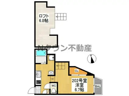 RIZESTルクシア(1K/2階)の間取り写真