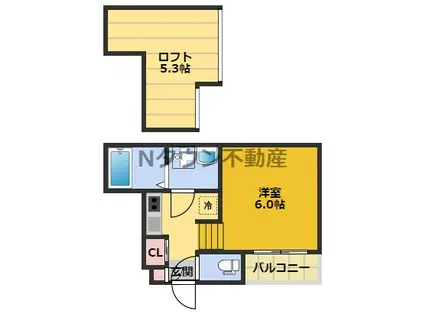 イデアーレ尼ヶ坂(1K/1階)の間取り写真