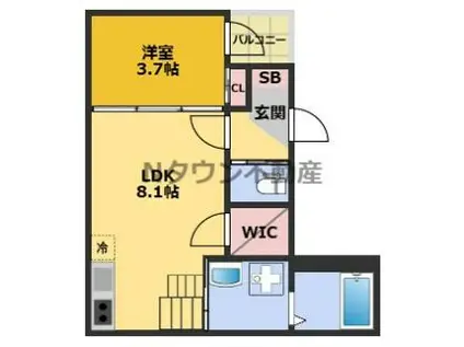 プライムパークス名駅西(1LDK/3階)の間取り写真