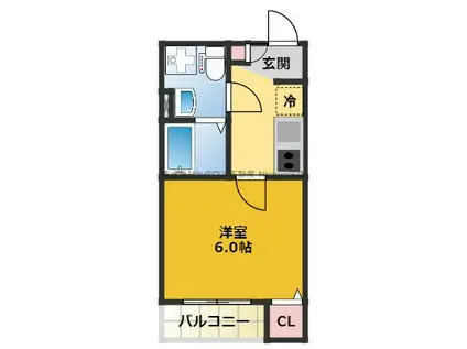 ジャルダン黒川(1K/3階)の間取り写真