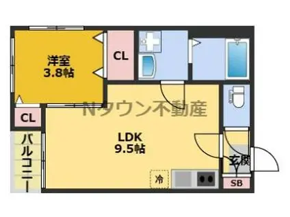 FERIO平安通(1LDK/3階)の間取り写真