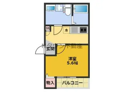 クラスティーネ中村町(1K/2階)の間取り写真