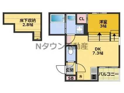 ハーモニーテラス新栄Ⅱ(1DK/1階)の間取り写真