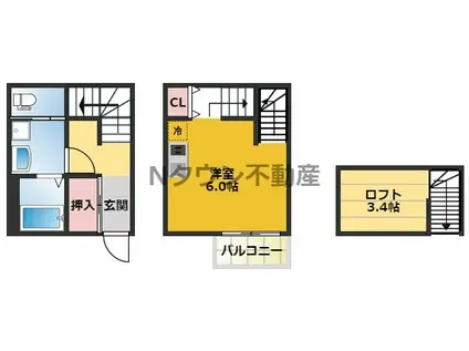 BRIGHT WILL中村公園(1K/1階)の間取り写真