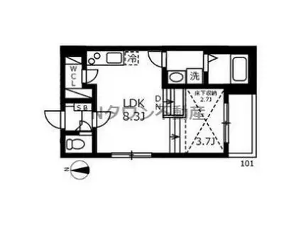 フォーラムエス(1LDK/1階)の間取り写真