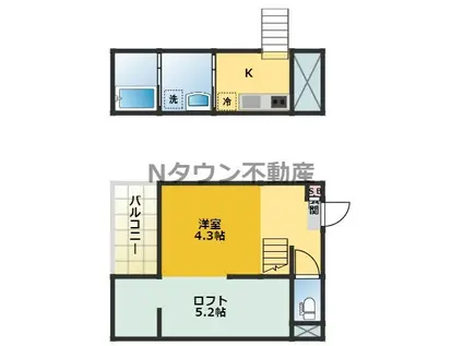 LEMURIA(ワンルーム/2階)の間取り写真