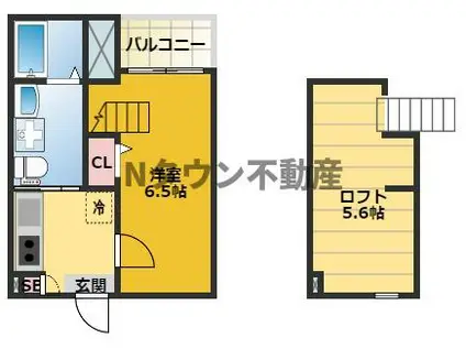 クレスト新富(1K/1階)の間取り写真