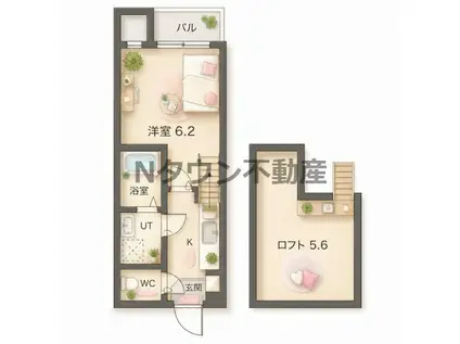 ショコラン(1K/2階)の間取り写真