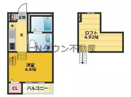 ラフェリオⅡ(1K/2階)の間取り写真