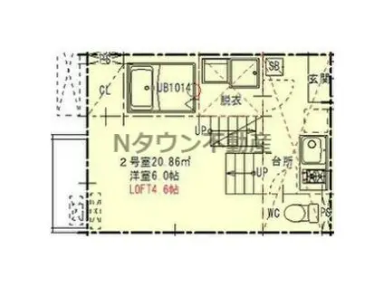 ハーモニーテラス長筬町Ⅱ(1K/1階)の間取り写真