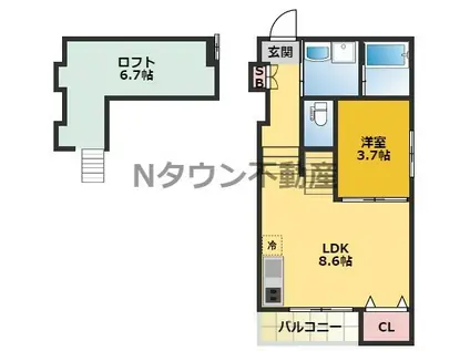 ルナソレイユ(1LDK/1階)の間取り写真