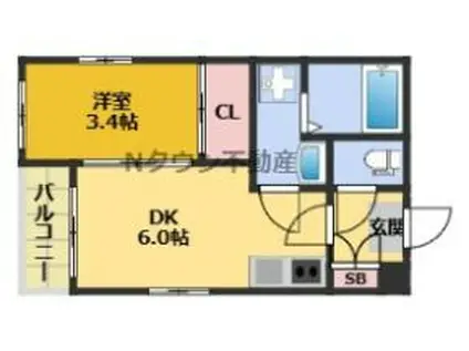 BRIX 児玉浄心(1DK/1階)の間取り写真