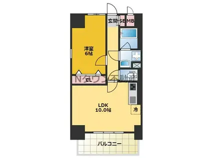 ハピネス(1LDK/2階)の間取り写真