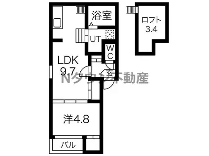 ラメール1(1LDK/2階)の間取り写真