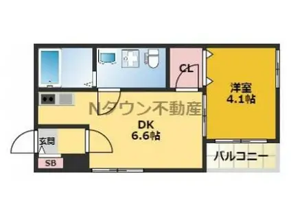 ハーモニーテラス高道町3(1DK/1階)の間取り写真