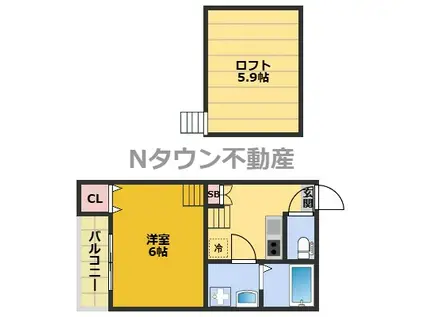 プランドールレガリア(1K/2階)の間取り写真