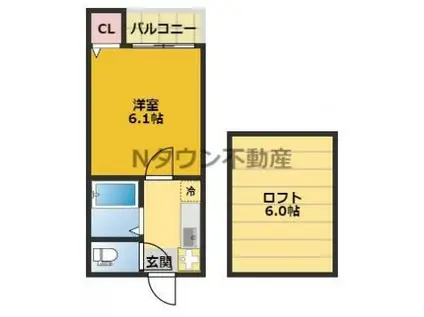 オークヴィラ本陣(1K/1階)の間取り写真