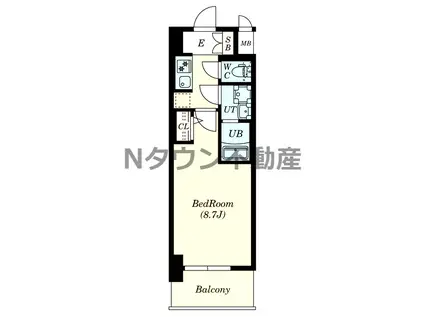 S-RESIDENCE名駅ウエスト(1K/13階)の間取り写真