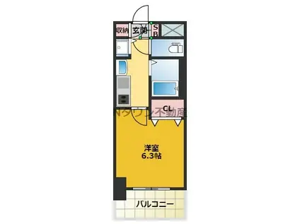 プレサンス名古屋駅前ヴェルロード(1K/2階)の間取り写真