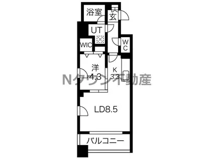 ポルタニグラ千種(1LDK/5階)の間取り写真
