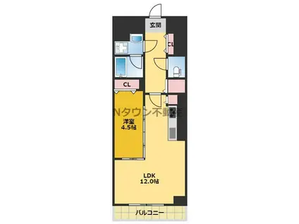 アロームドゥジョア(1LDK/9階)の間取り写真