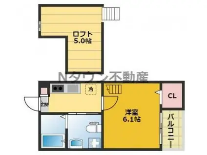 CASTANA.城主 (1K/2階)の間取り写真
