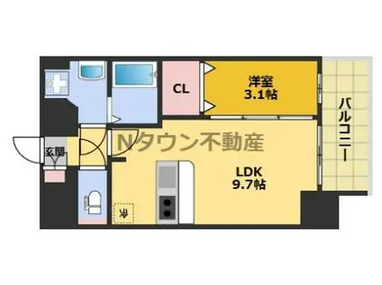 メイクスWアート浅間町(1LDK/12階)の間取り写真