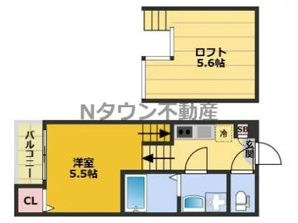 インディゴライト(1K/1階)の間取り写真