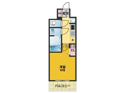 ディアレイシャス浅間町ステーションフロント(1K/4階)の間取り写真