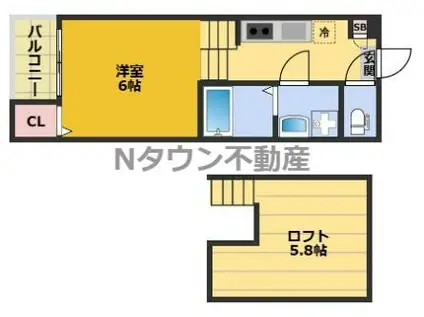 ルーナ本陣(1K/1階)の間取り写真