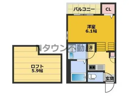 クレール城西(1K/1階)の間取り写真