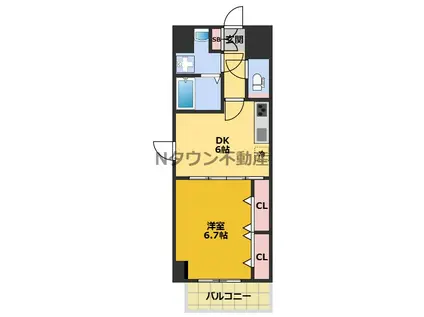 グリーンコート亀島(1DK/3階)の間取り写真