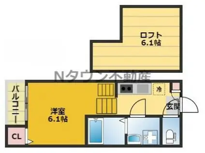 アーク名古屋(1K/2階)の間取り写真