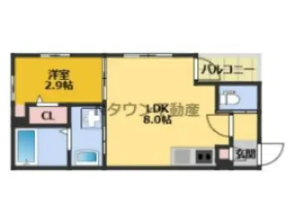 メイクス志賀本通(1LDK/1階)の間取り写真