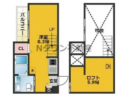 セジョリグラース(ワンルーム/2階)の間取り写真