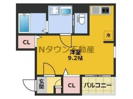 ベルフィノ名古屋(ワンルーム/3階)の間取り写真